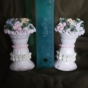 CAPODIMONTE style 5" porcelain candle holders